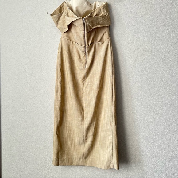 New Zara $119 Asymmetrical Slip Taupe Brown Midi Pencil Dress Small 3265/332 - Picture 9 of 13